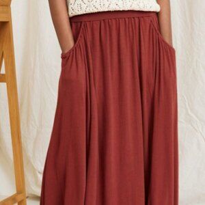 Garnet Hill Favorite Knit Maxi Skirt Burnt Henna  Skirt  Petite M